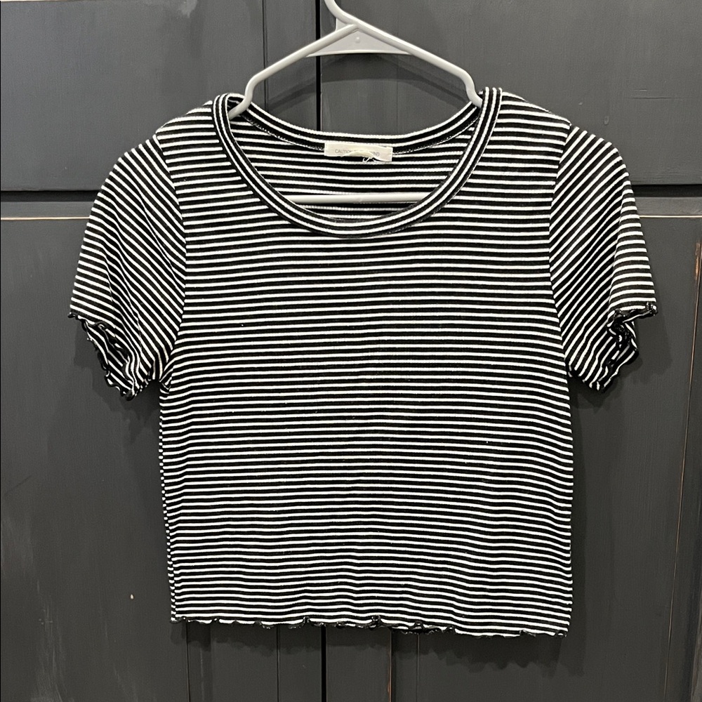 Black and White Striped Crop Top
